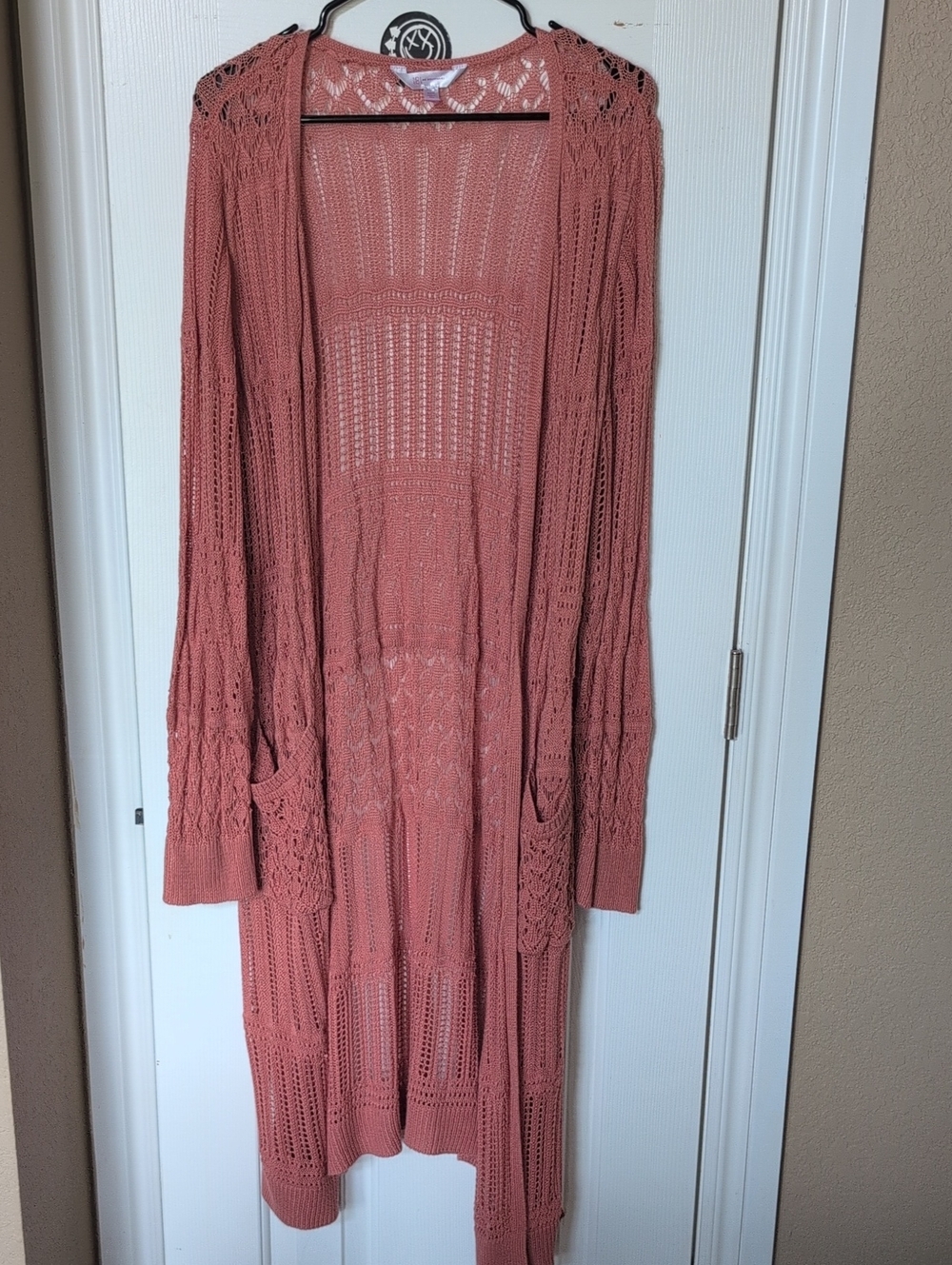 No Boundaries Long Open-Front Knit Cardigan - Dusty Rose